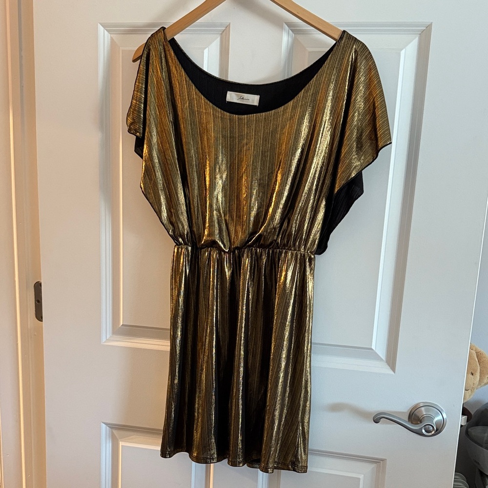 Solemio Gold and Black Striped Dress